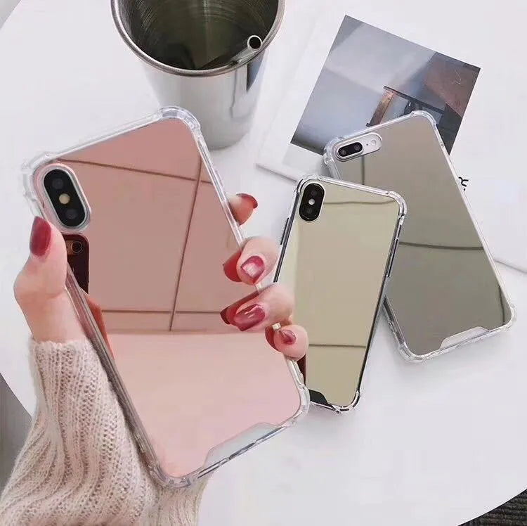 Mirror finish TPU protective case for iPhone in various colours.