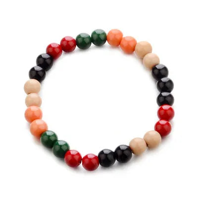 Natural stone beaded bracelet with lava beads, 18cm length, unisex ethnic style