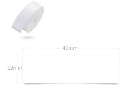 Handheld Bluetooth thermal label printer with label roll inserted, compact 130x75x28mm size