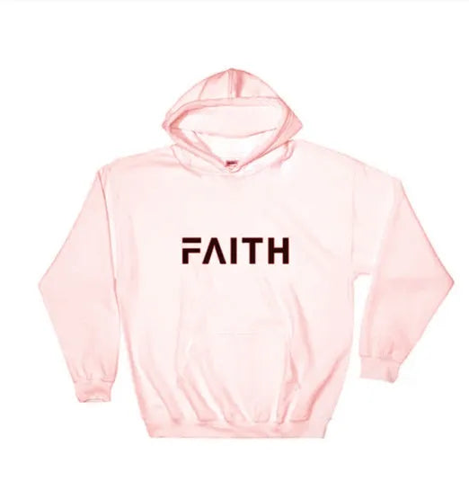 Faith Letter Print Women Hoodie cotton blend crew neck pullover in five colours