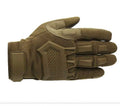 Touch screen tactical gloves for men in black with rubber knuckle and reinforced palm, full finger design