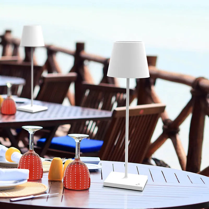 Wireless touch dimming table lamp, 38cm aluminium alloy and acrylic, 3000K, black or white