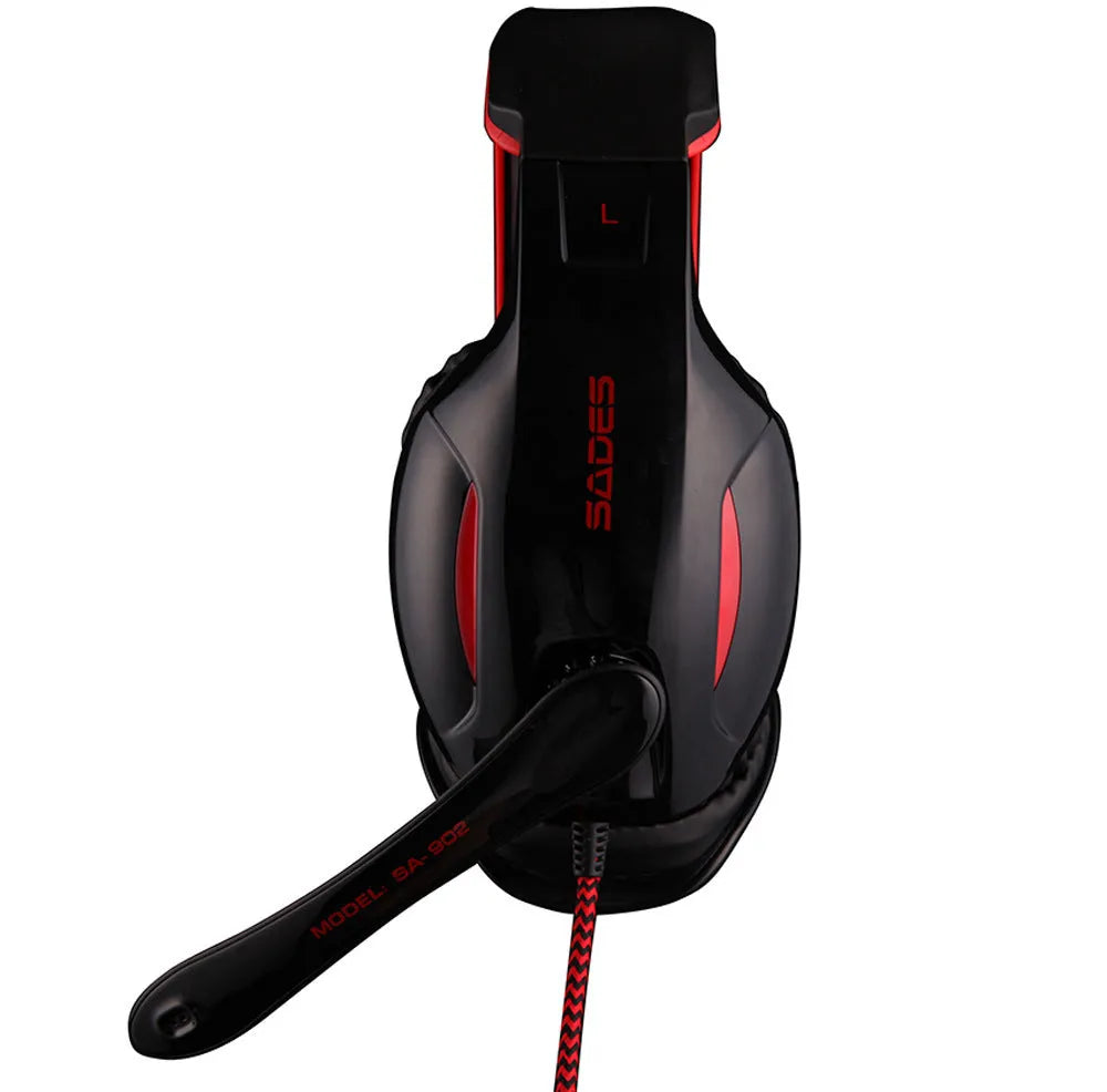 Black SADES SA 902 Hero Alliance wired USB gaming headset for PC with over-ear cups and adjustable headband.
