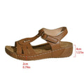 Women's PU ankle-strap buckle sandals with round toe and rubber sole in beige white, black, or dark brown