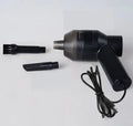 Mini rechargeable handheld USB vacuum cleaner for computer keyboard, black, with two nozzles and sponge