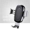 Gravity bracket wireless charging car mount in black for Apple and Samsung phones