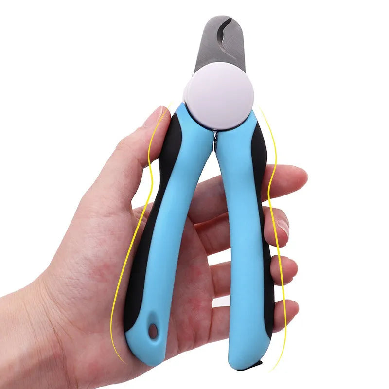 Blue heavy-duty dog nail clippers with safety guard for large breed thick nails