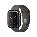 Apple Watch 4 44mm black leather case showing ultra-thin, half-wrap design.