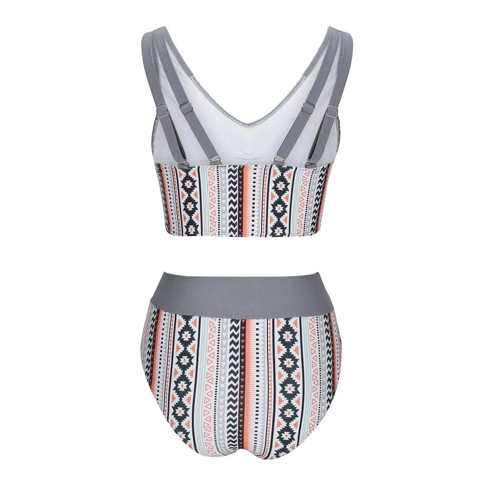 Women's blue cross sling split swimsuit bikini set with briefs-style lining