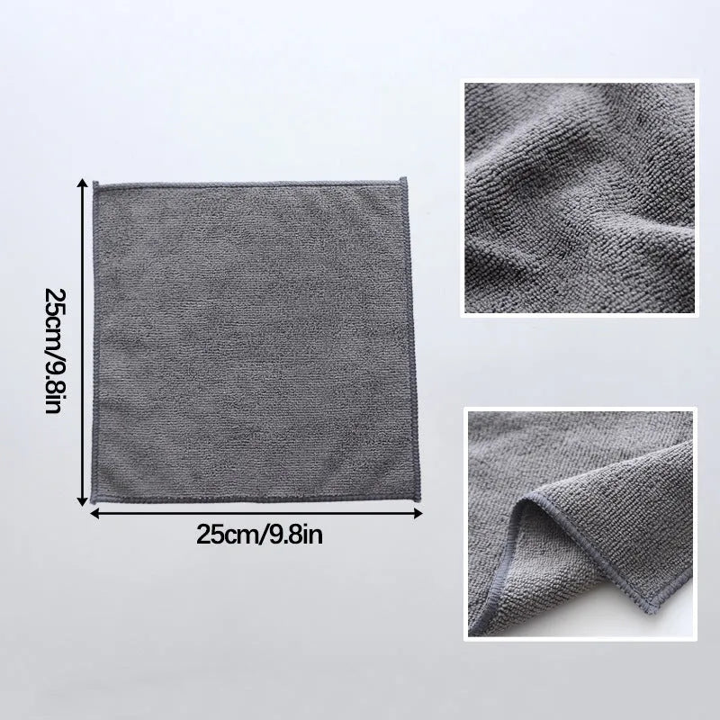 Grey square microfiber kitchen cleaning cloth for oilproof pot and bowl cleaning.
