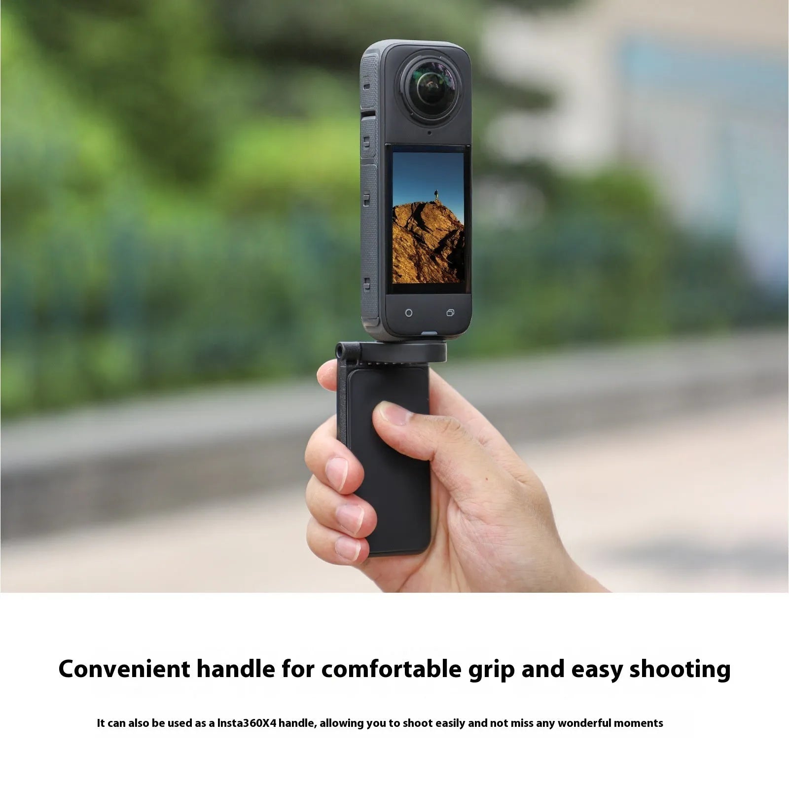 Black magnetic bracket base for Insta360 X4 camera with adjustable angle positioning