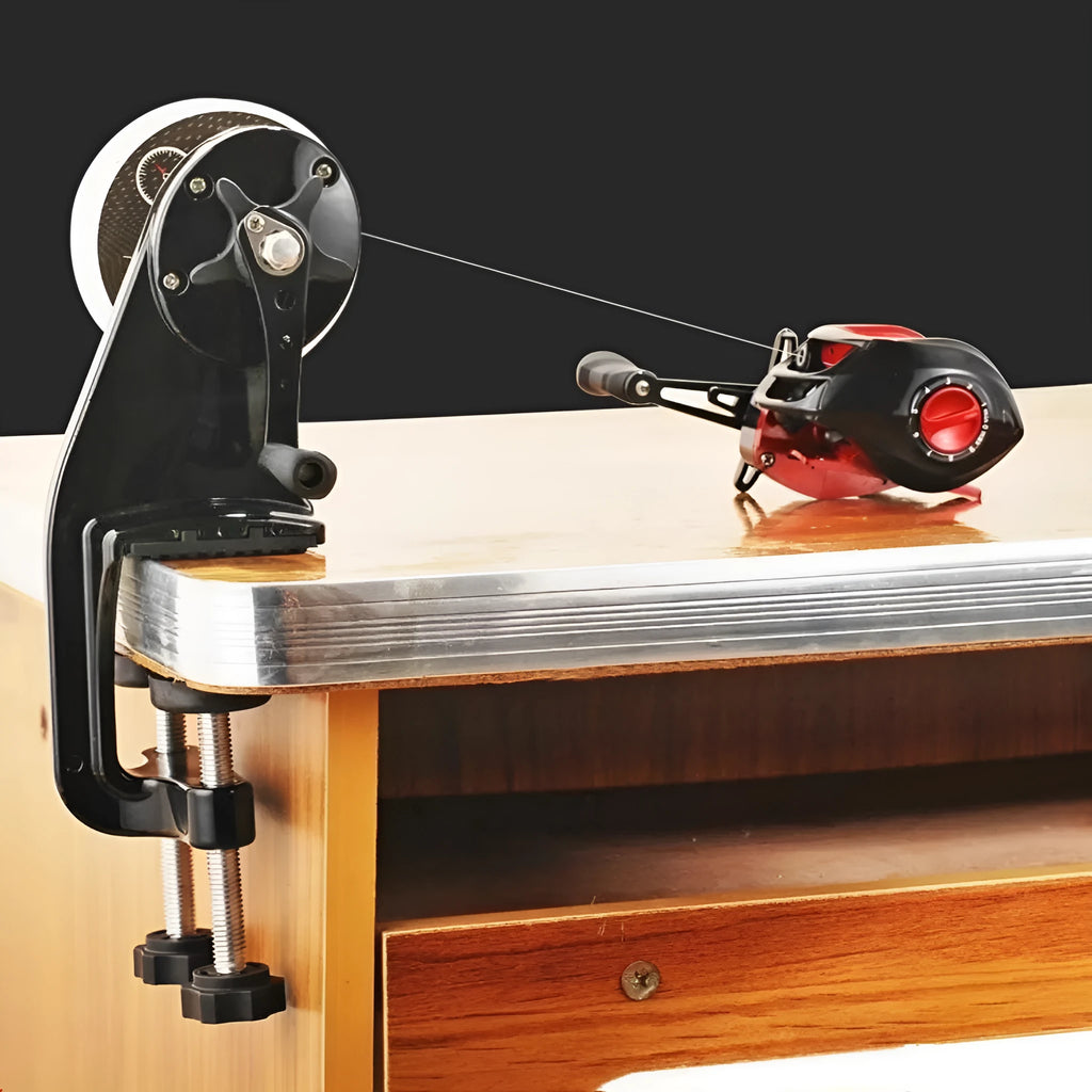 Portable fishing line wrapping thread device with cable winder colour finish