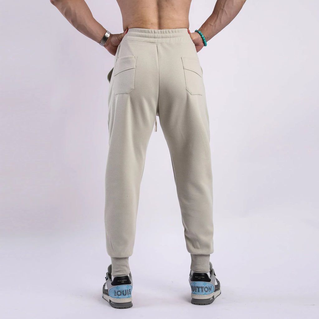 Men's casual trousers with ankle drawstring in polyester cotton fabric available in five colours