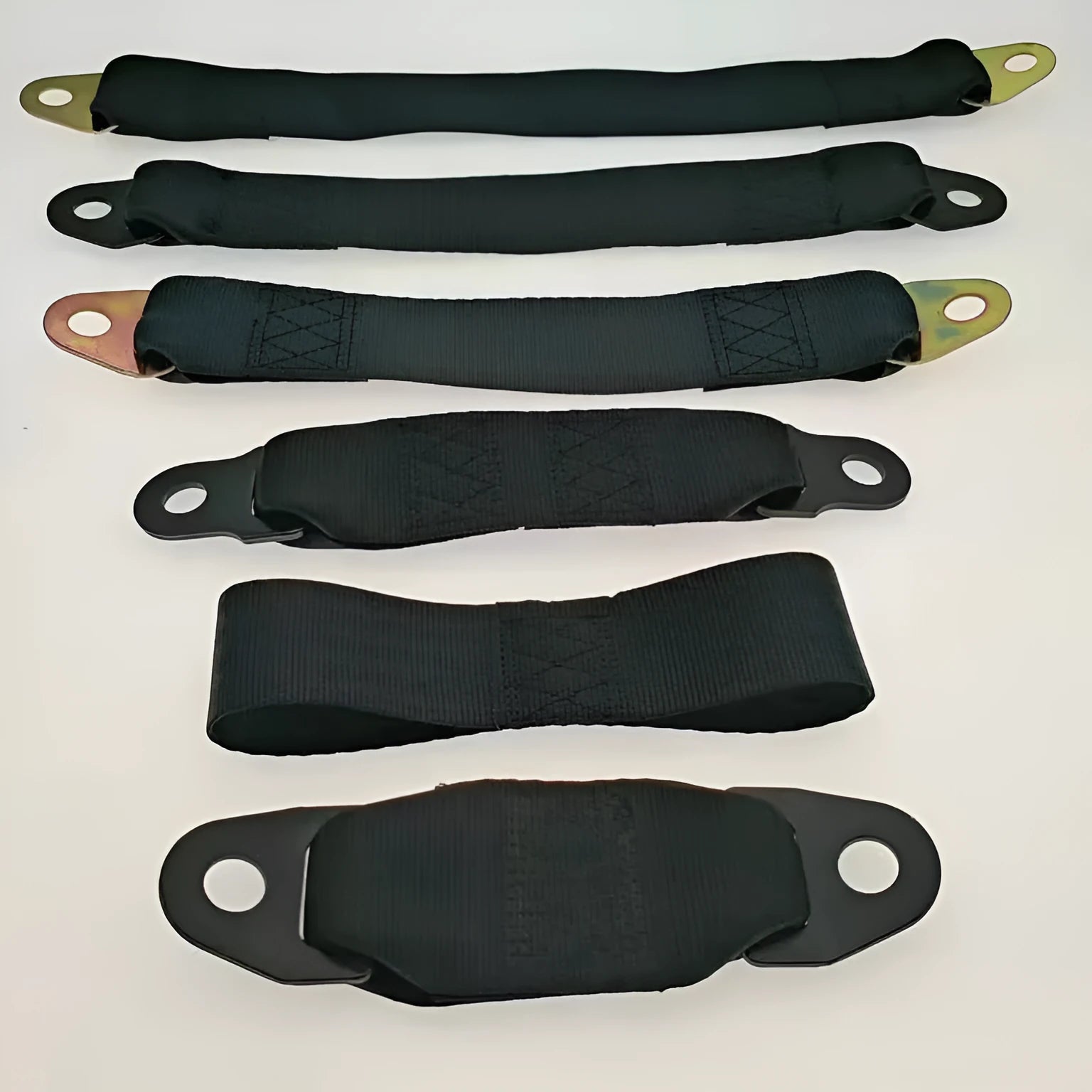 Electric door limit fixing strap with universal vehicle compatibility and mounting hardware