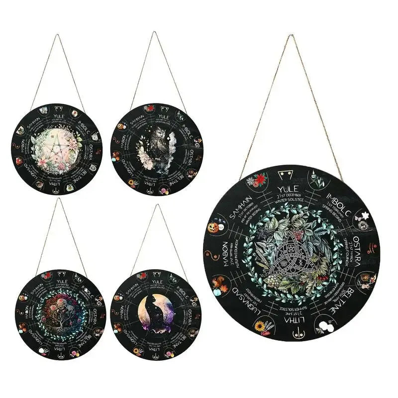 American style boxwood decorative pendant with carved disc design options including a rose and a black cat.