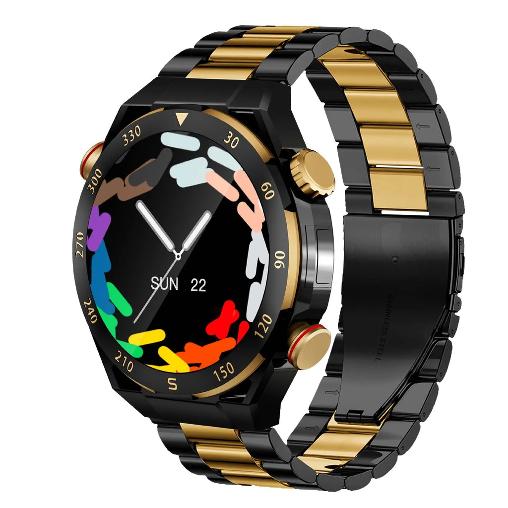 WS10 smart watch with black strap and AMOLED screen showing heart rate monitoring interface