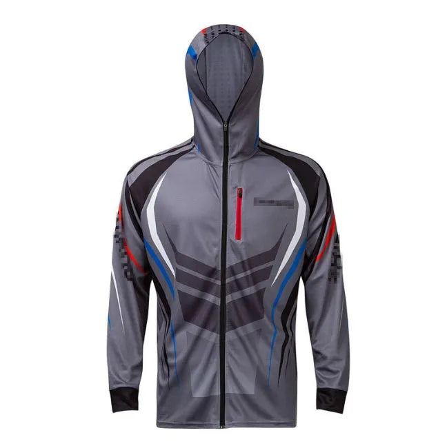 Long-sleeved ice silk fishing suit in black with anti-mosquito and quick-drying features for outdoor use