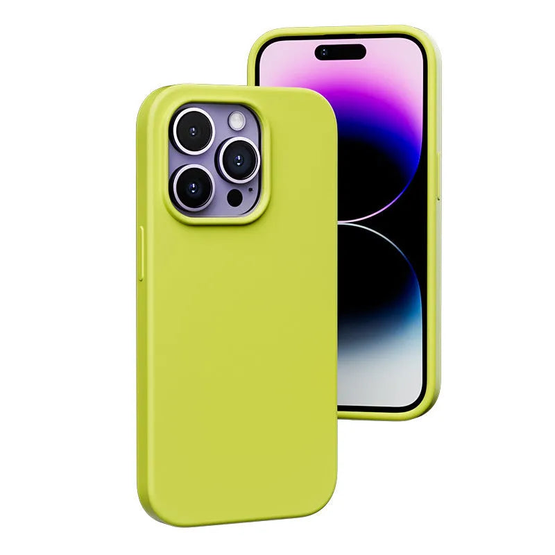 Liquid silicone magnetic phone case for iPhone 14 series in light purple with MagSafe compatibility