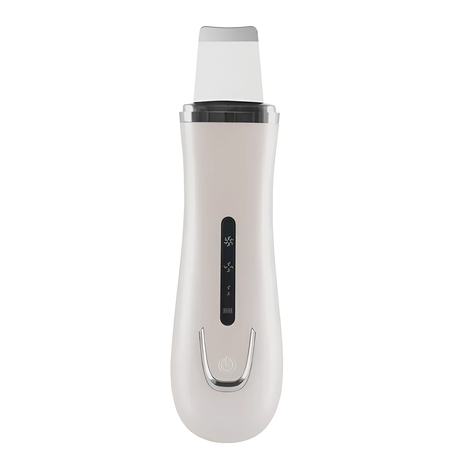 White ultrasonic ion cleaning machine with stainless steel head and compact body for pore cleaning and blackhead removal