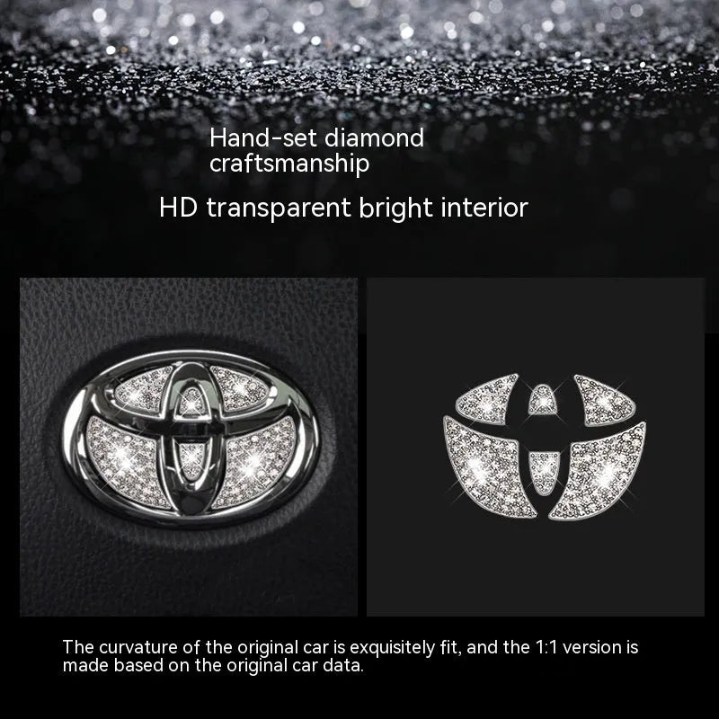 Zinc alloy diamond pattern decorative sticker for Toyota steering wheel centre