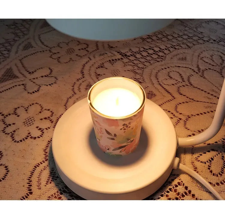 European-style metal aromatherapy melting wax lamp with dimmer switch on white background