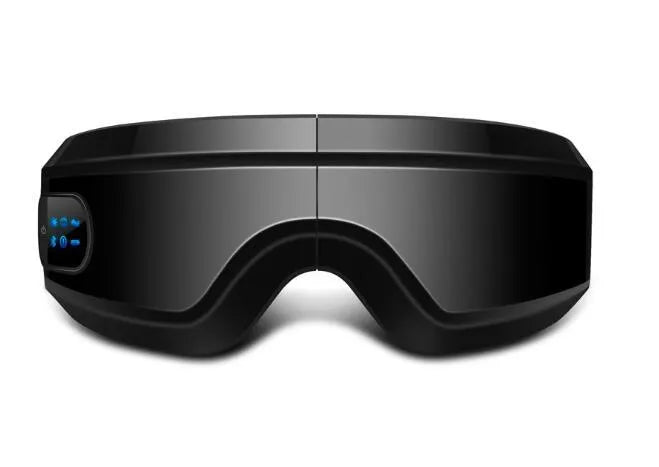 3D 4D rechargeable eye massager with Bluetooth, black colour, foldable design, LCD screen