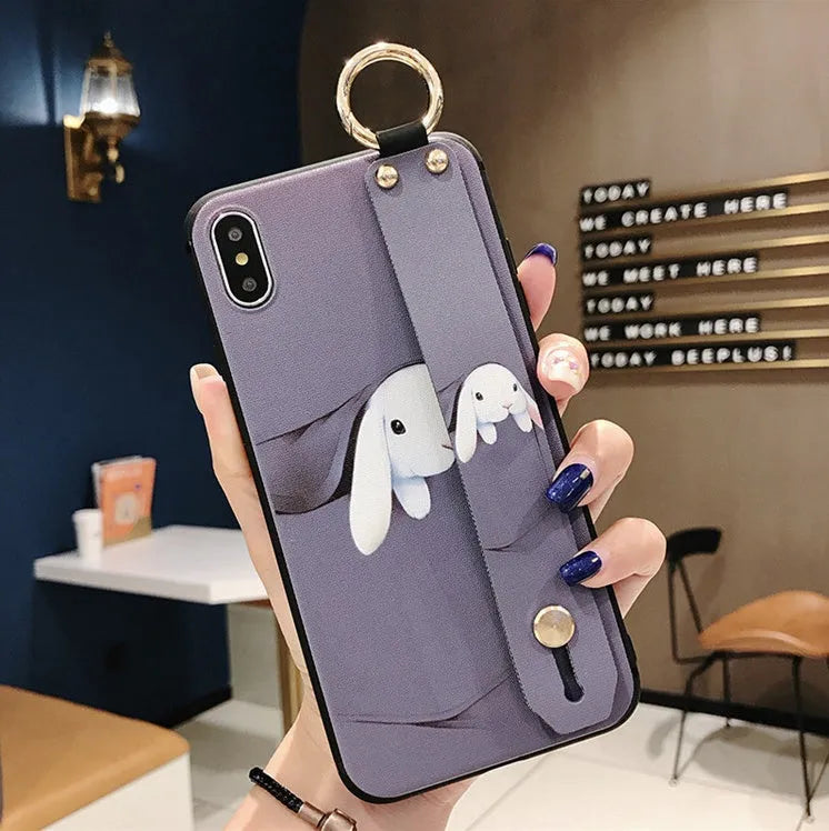 Samsung Galaxy phone in a simple TPU back cover case with an integrated kickstand bracket folded out.