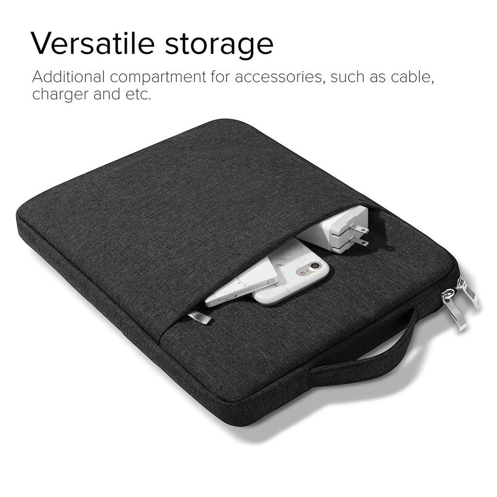Grey canvas protective sleeve case for iPad Pro 12.9-inch tablet with padded exterior