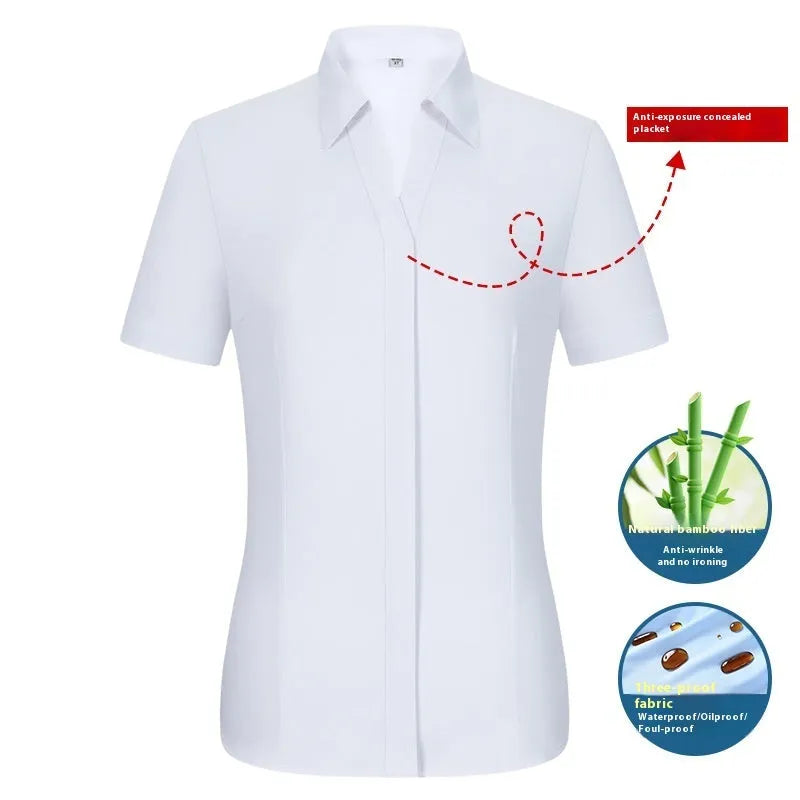Men's bamboo fibre business shirt with square collar available in long sleeve and short sleeve styles