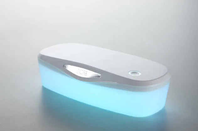 DORR portable UV disinfection box in ABS material with USB cable, showing compact size.