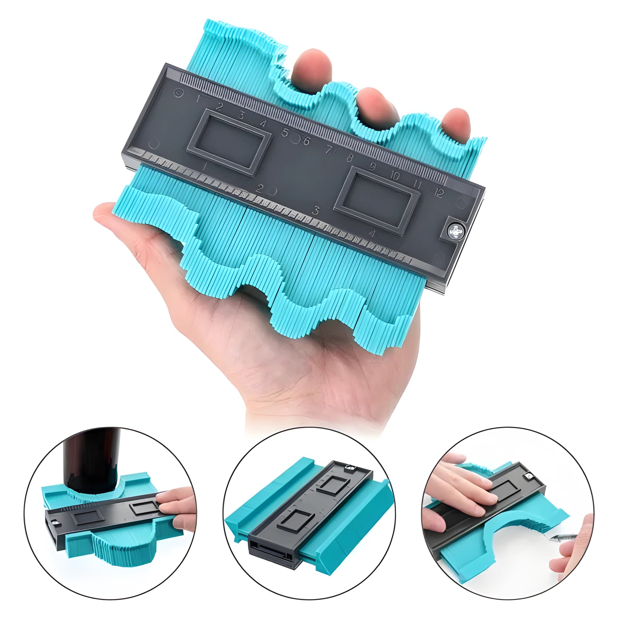 Blue 25cm ABS contour gauge profile duplicator for carpentry measurement