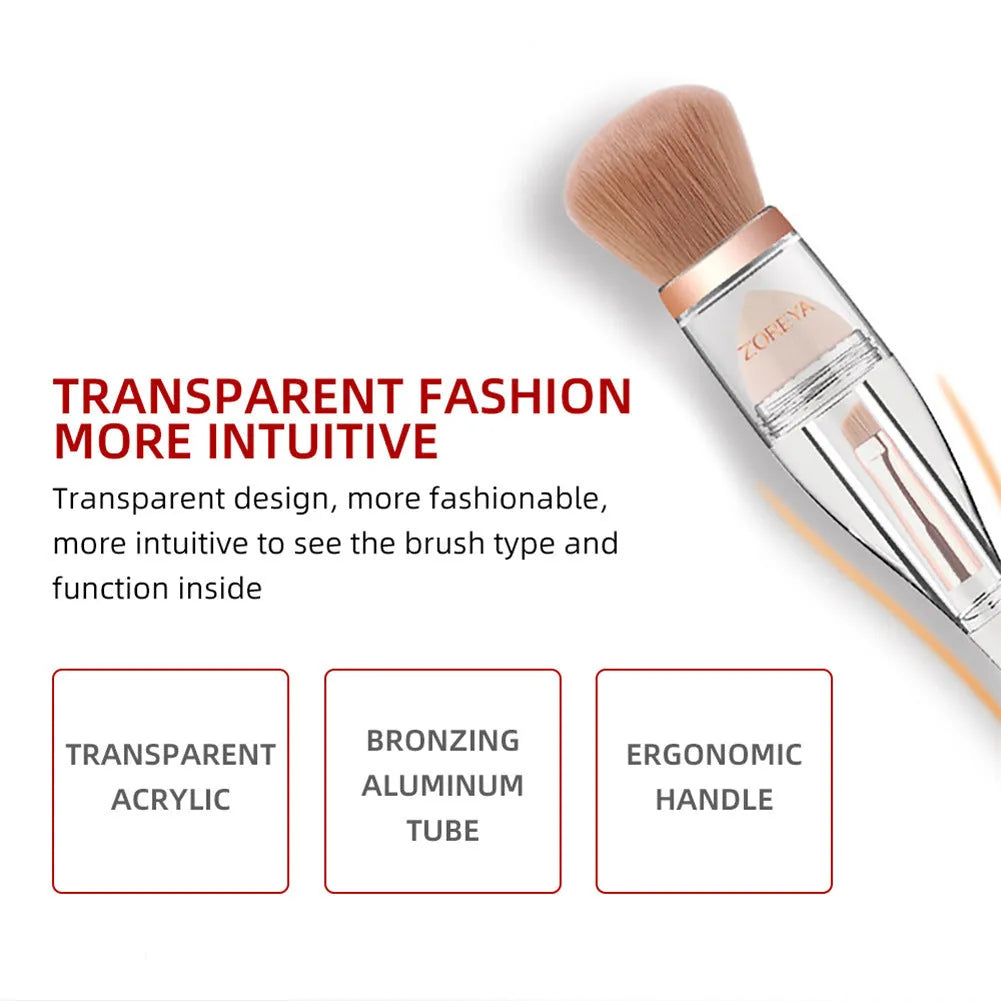 3 in 1 makeup brush with artificial fibre bristles and acrylic handle, 16cm length, pink colour option
