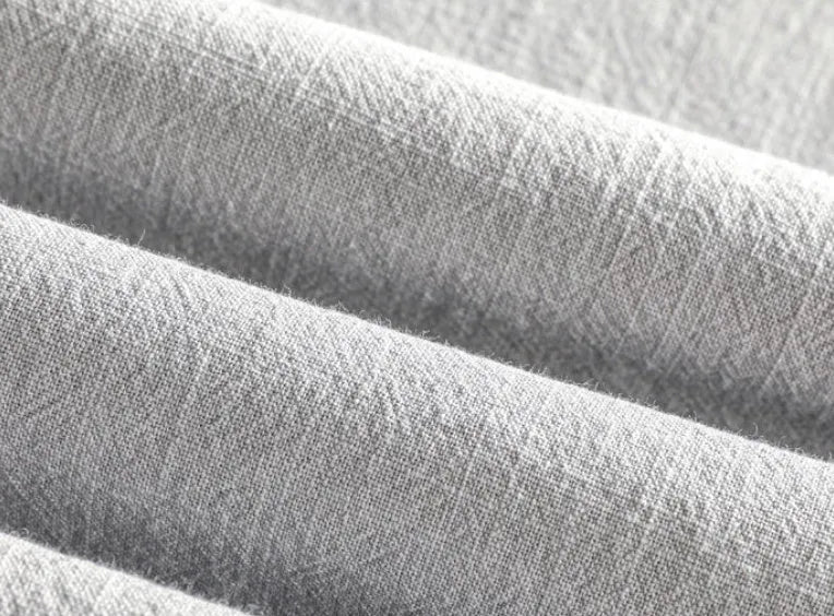 Men's cotton linen loose shirt in solid colour options including light grey and navy blue