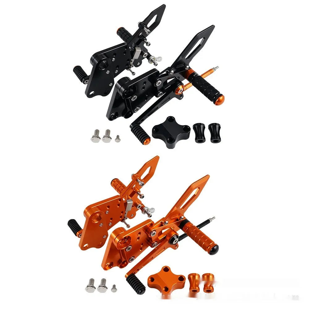 KTM DUKE motorcycle raised rear shift pedal support bracket assembly in black and orange