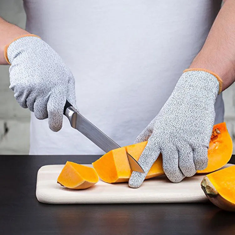 Grey edge rubber-dipped cut-resistant HPPE work gloves for kitchen and industrial use