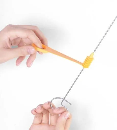 Potato cutter slicer with stainless steel blade and ABS resin handle, 11x4cm, cutting a potato into chips
