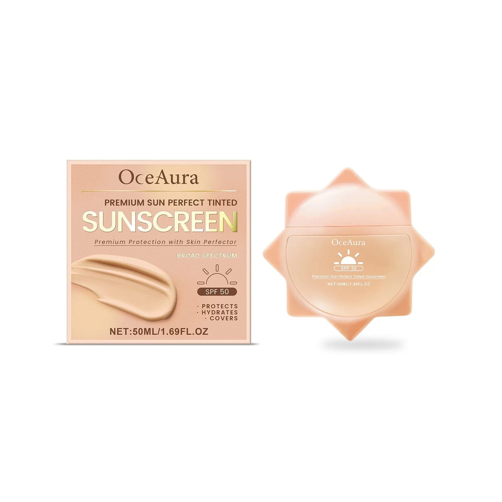 50ml sunscreen tube with titanium dioxide and hyaluronic acid for summer UV protection