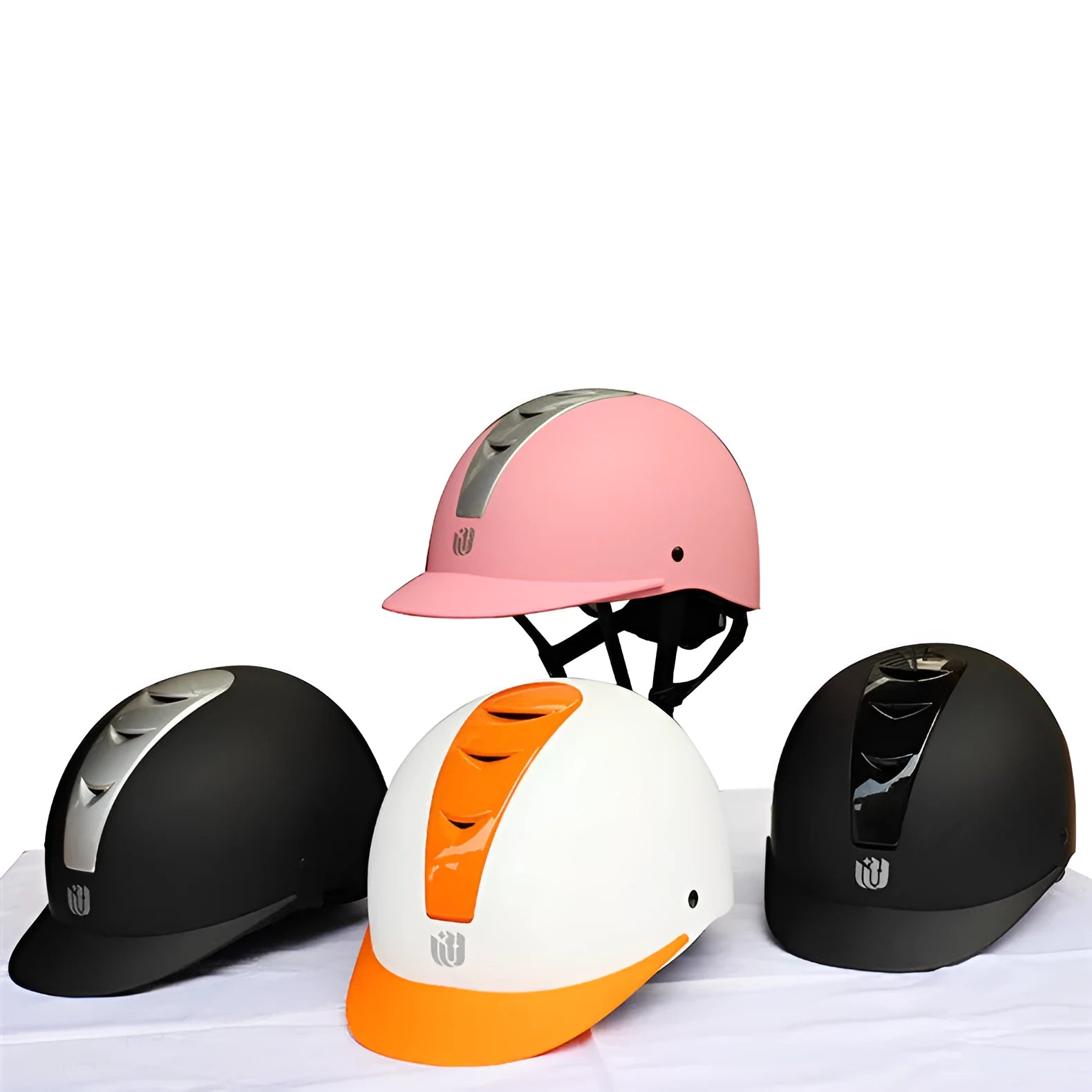 Lightweight equestrian riding helmet in silver black colour with ABS EPS construction