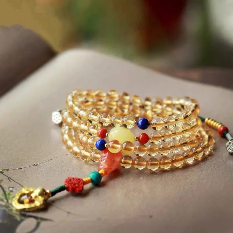 Yellow Brazilian citrine bracelet with 1mm bead diameter and filament construction