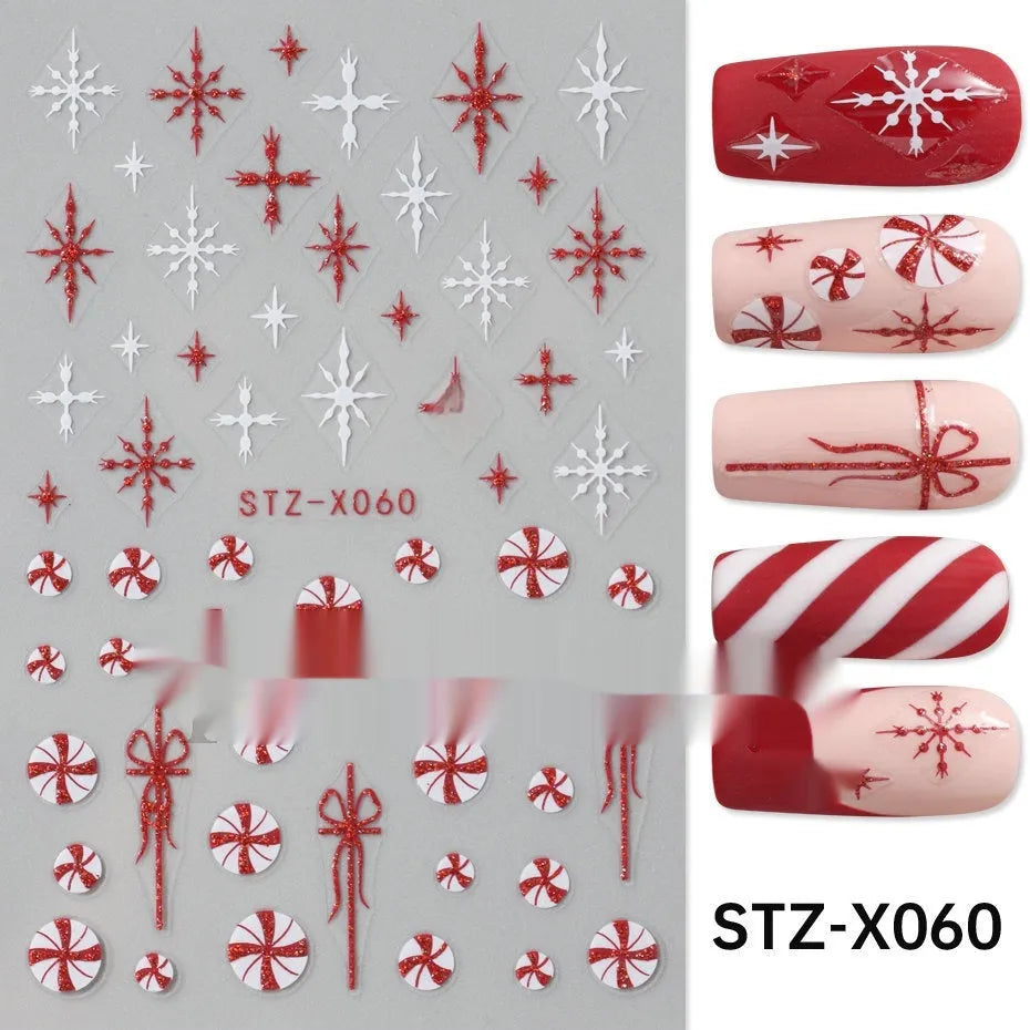 Black and silver striped cartoon pattern nail stickers with plastic application tool
