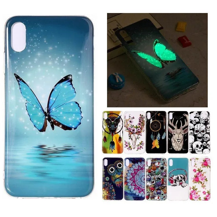 Luminous cartoon iPhone case with Butterfly design, back cover style in IMD+TPU material