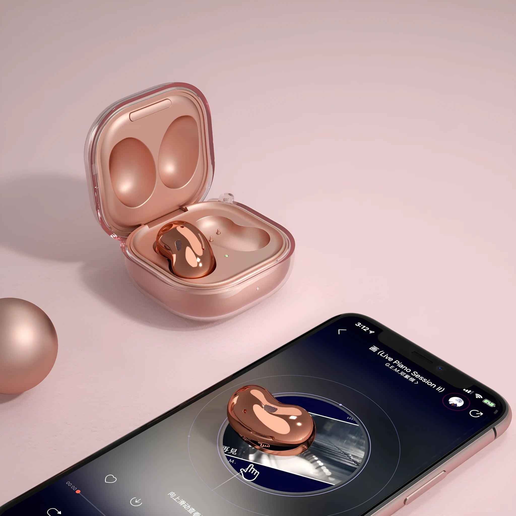 Transparent Bluetooth earphone case in clamshell design with plastic moulding construction