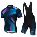 Cycling jersey and bib shorts set for men and women in a moisture-wicking fabric.