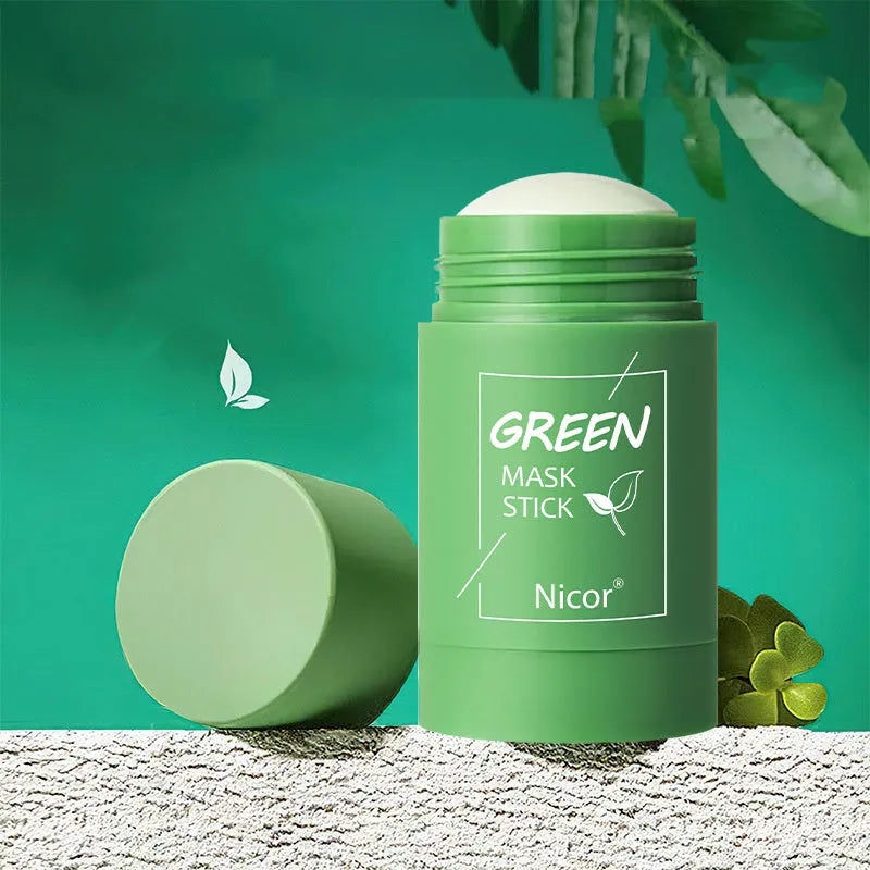 Green tea clay stick cleansing mask for oily acne-prone skin with 40g washable paste