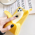 Yellow banana pattern back cover case for iPhone on a white background.