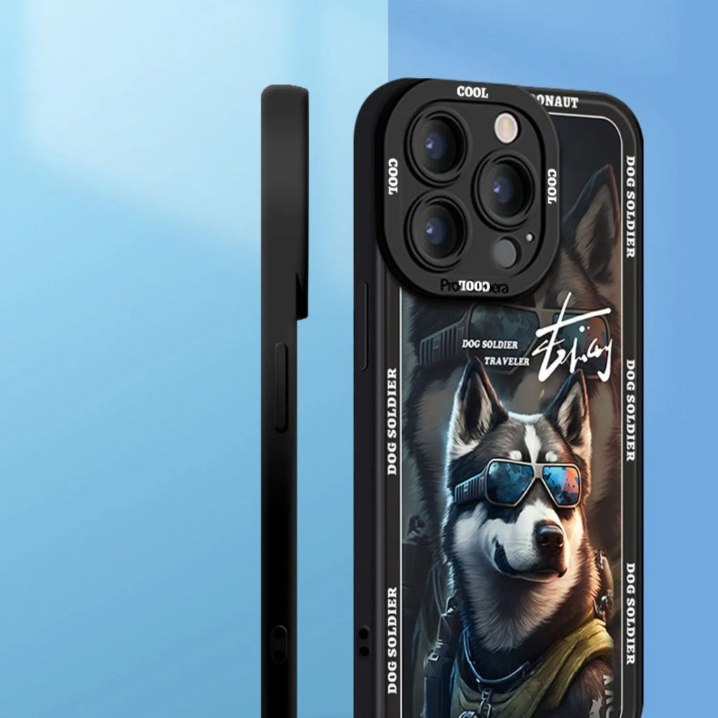 Liquid silicone phone case with anti-drop protection and Doberman dog design for iPhone
