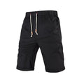 Men's solid-colour sports casual shorts with a drawstring waistband and a zippered side pocket.