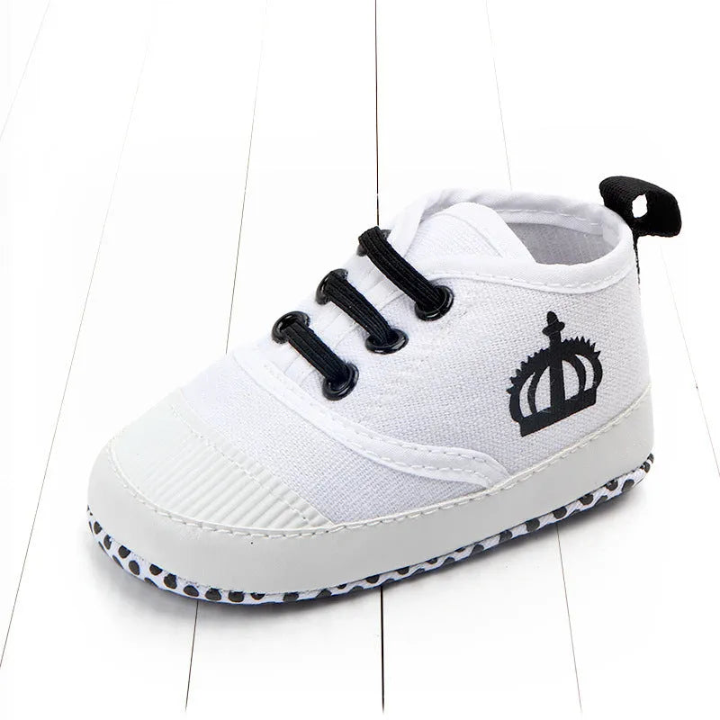 Canvas toddler shoes in white with elastic band closure cotton upper size 12cm