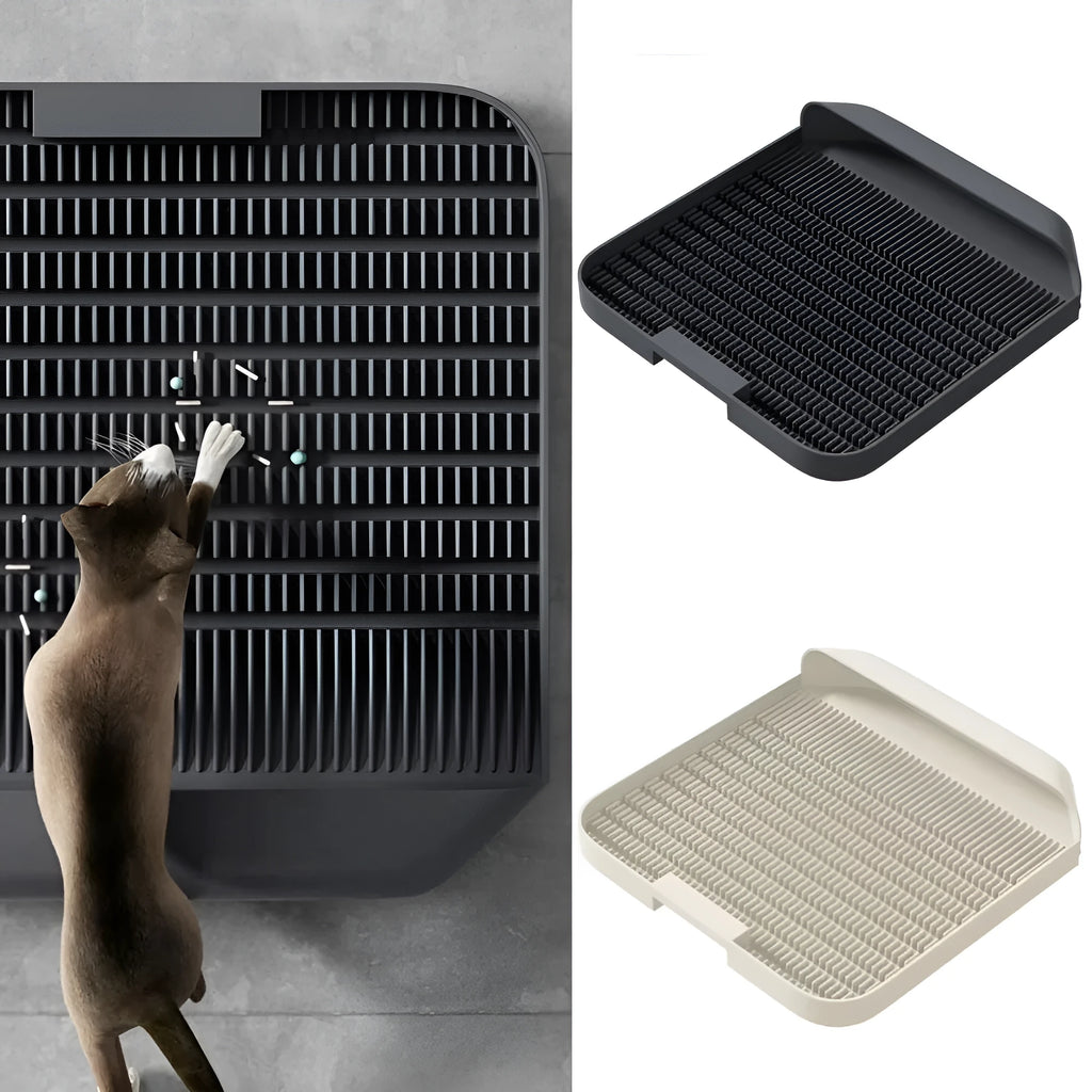 Large black cat litter pedal with slanted mouth design and raised foot pad measuring 37x37cm