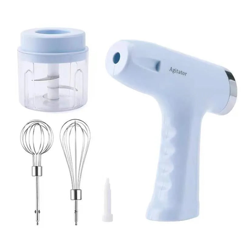 Wireless electric whisk two-in-one blender with cream packer and meat grinder in pink, blue or green